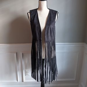 Express suede long fringe motorcycle vest